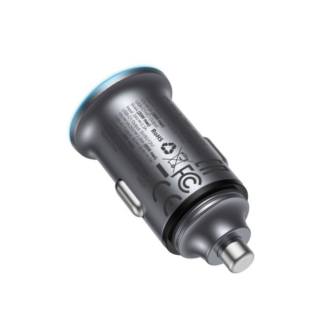 Ładowarka samochodowa USB-A USB-C 65W - szara