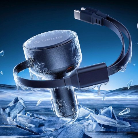 Ładowarka samochodowa USB-C 60 W ze zwijanymi kablami USB-C iPhone Lightning - czarna