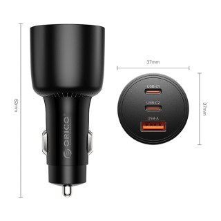 Ładowarka samochodowa USB-C USB-A 165W - czarna