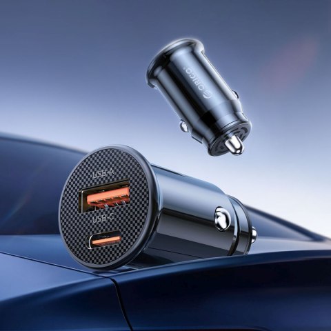 Ładowarka samochodowa USB-C USB-A 30W - czarna