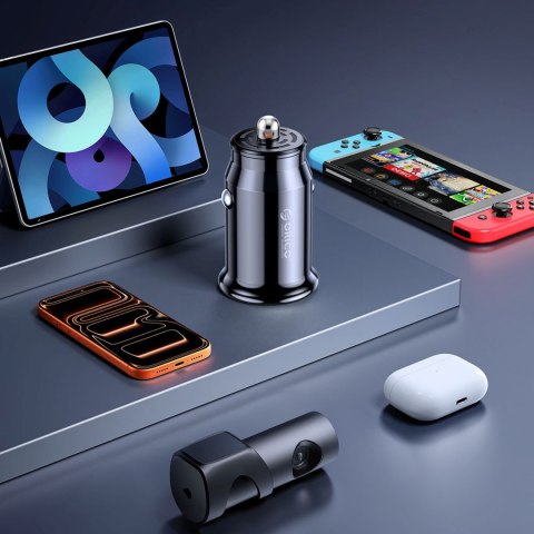 Ładowarka samochodowa USB-C USB-A 30W - czarna