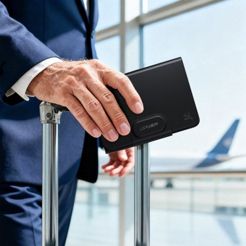 Lokalizator Bluetooth w formie etui na paszport kompatybilny z Apple Find My - czarny