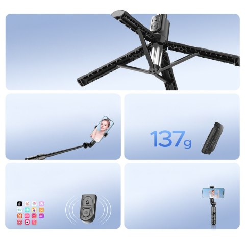 Selfie stick mini tripod do zdjęć Bluetooth 360 stopni - czarny