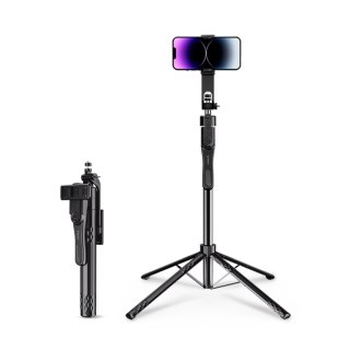 Selfie stick statyw 1/4'' na telefon kamerę aparat z obrotem 360 Bluetooth - czarny