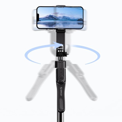 Selfie stick statyw 1/4'' na telefon kamerę aparat z obrotem 360 Bluetooth - czarny