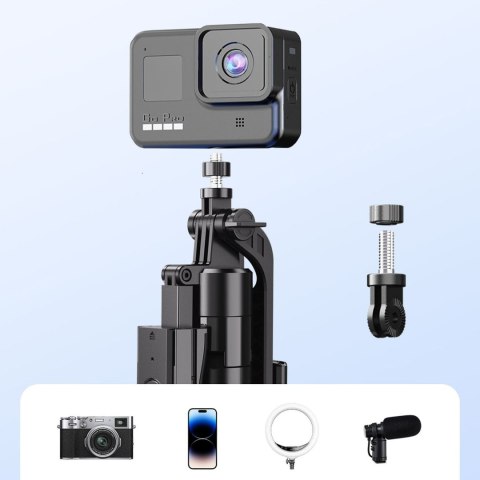 Selfie stick statyw 1/4'' na telefon kamerę aparat z obrotem 360 Bluetooth - czarny