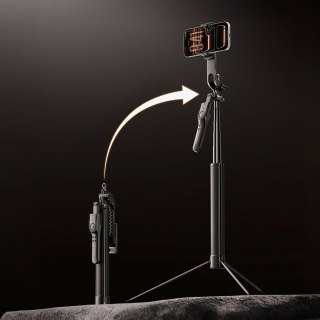 Selfie stick tripod 1/4'' na telefon kamerę aparat Bluetooth - czarny