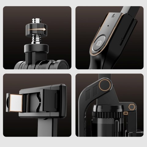 Selfie stick tripod 1/4'' na telefon kamerę aparat Bluetooth - czarny
