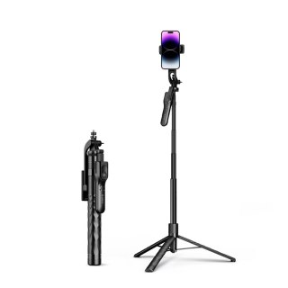 Selfie stick tripod 1/4'' na telefon kamerę aparat z obrotem 360 Bluetooth - czarny