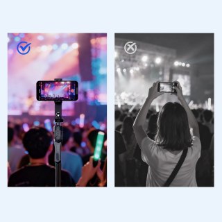 Selfie stick tripod 1/4'' na telefon kamerę aparat z obrotem 360 Bluetooth - czarny