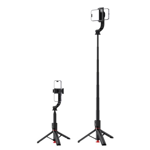 Selfie stick z automatycznym statywem i pilotem Bluetooth 1.05 m - czarny