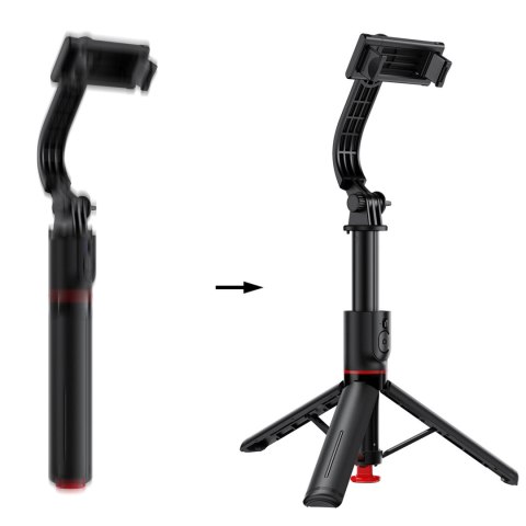 Selfie stick z automatycznym statywem i pilotem Bluetooth 1.05 m - czarny
