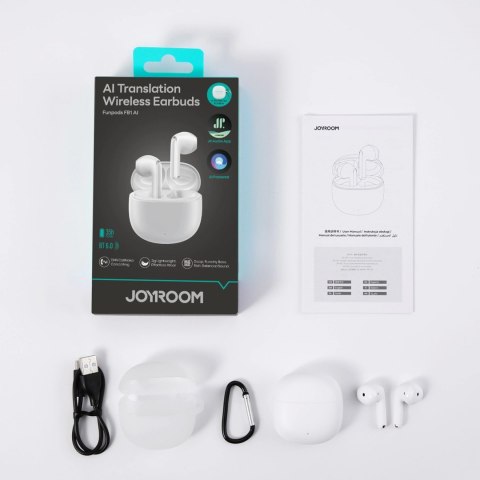 Słuchawki bezprzewodowe douszne z funkcjami AI Bluetooth TWS - białe