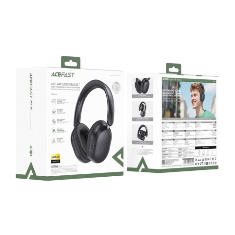Słuchawki bezprzewodowe nauszne z ANC Bluetooth - czarne