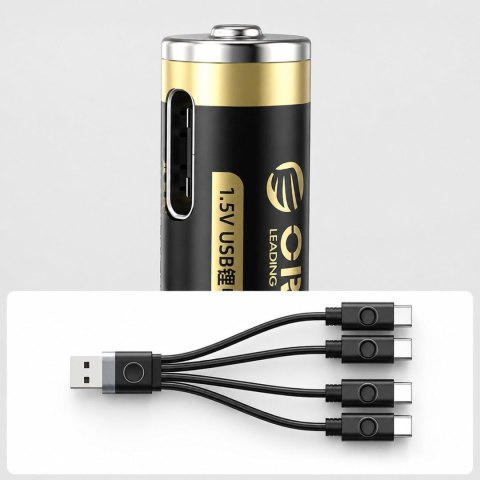 Bateria litowa akumulator AAA 1.5 V 500mWh USB-C z kablem ładującym - 4 szt.