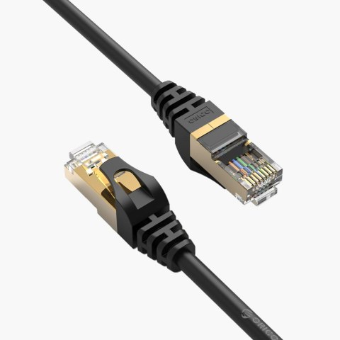 Kabel sieciowy internetowy okrągły LAN CAT7 10Gbps RJ45 5m - czarny