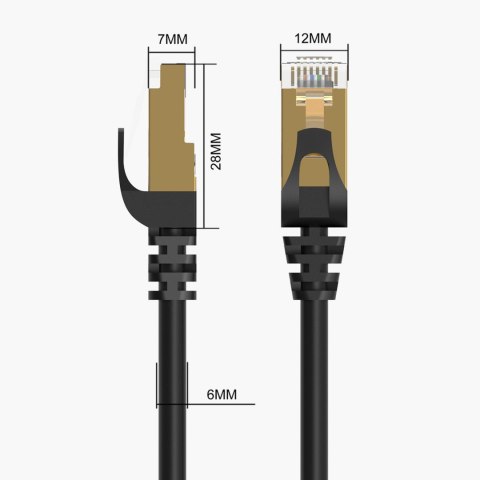 Kabel sieciowy internetowy okrągły LAN CAT7 10Gbps RJ45 5m - czarny