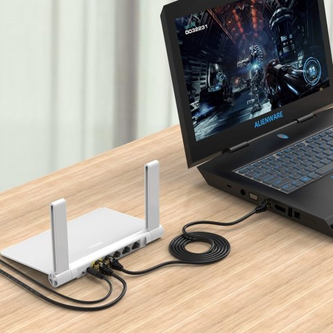 Kabel sieciowy internetowy okrągły LAN CAT7 10Gbps RJ45 5m - czarny