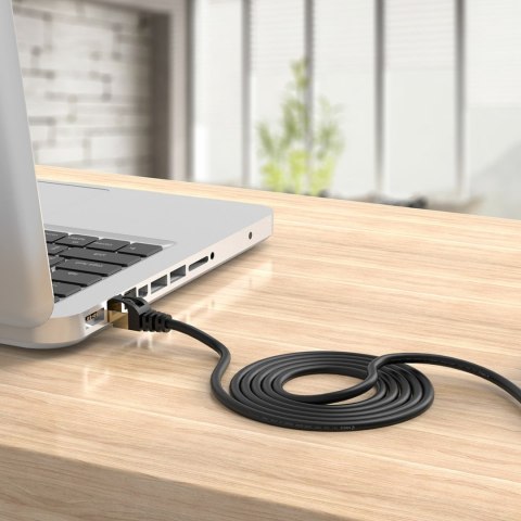 Kabel sieciowy internetowy okrągły LAN CAT7 10Gbps RJ45 5m - czarny
