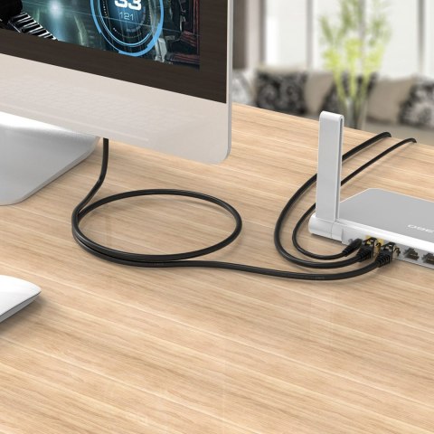 Kabel sieciowy internetowy okrągły LAN CAT7 10Gbps RJ45 5m - czarny