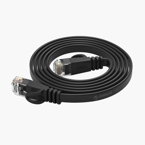 Kabel sieciowy internetowy płaski Ethernet CAT7 10Gbps RJ45 LAN 8m - czarny