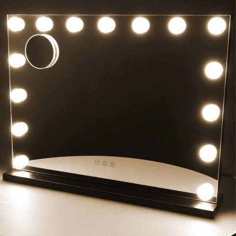 Lusterko do makijażu LED z 15 żarówkami kosmetyczne zoom x10 regulacja jasności