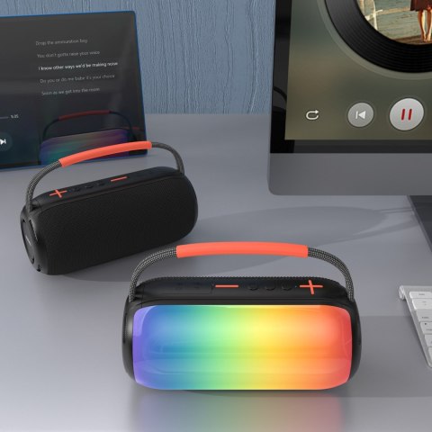 Głośnik bezprzewodowy podświetlany z uchwytem RGB Bluetooth - czarny