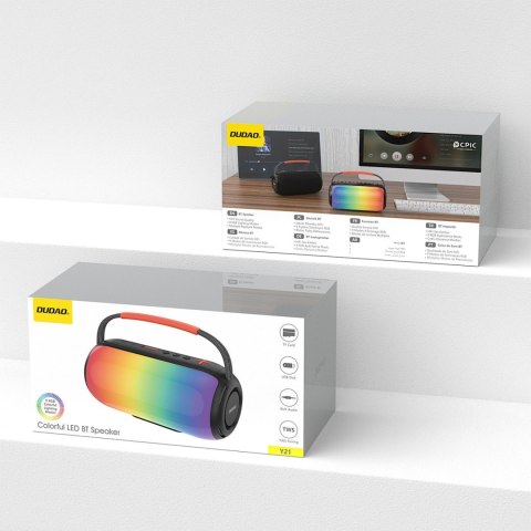 Głośnik bezprzewodowy podświetlany z uchwytem RGB Bluetooth - czarny