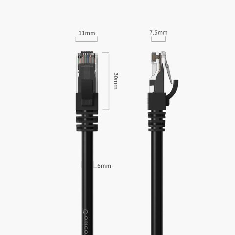 Kabel sieciowy Ethernet CAT6 1000Mbps RJ45 internetowy LAN okrągły 20 m - czarny