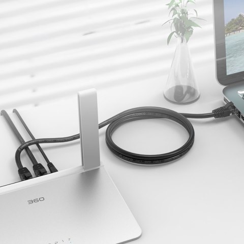 Kabel sieciowy Ethernet CAT6 1000Mbps RJ45 internetowy LAN okrągły 30 m - czarny