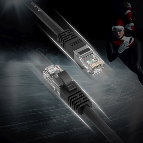 Kabel sieciowy Ethernet CAT6 1000Mbps RJ45 internetowy LAN okrągły 40 m - czarny