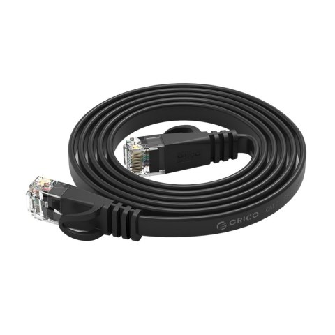Kabel sieciowy Ethernet CAT6 1000Mbps RJ45 internetowy LAN płaski 15 m - czarny