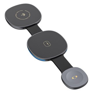 Ładowarka bezprzewodowa 3w1 na smartfon smartwatch słuchawki MagSafe - czarna