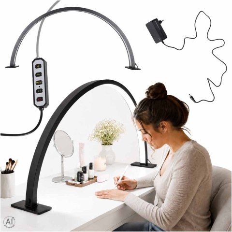Lampa kosmetyczna LED bezcieniowa biurkowa do manicure paznokci łuk czarna