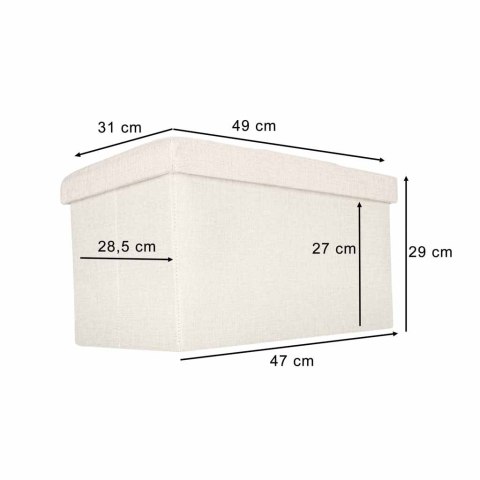 Pufa ze schowkiem do siedzenia otwierana składana 50x31x31cm beżowa