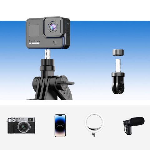 Selfie stick tripod 1/4'' na telefon kamerę aparat z obrotem 360 stopni Bluetooth - czarny