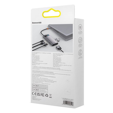 Stacja dokująca HUB 7w1 USB-C 1xHDMI 1xVGA 3xUSB 3.2 1xPower Delivery RJ-45 Ethernet szary