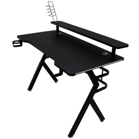 Biurko gamingowe z nadstawką LED RGB uchwyty komputerowe dla gracza 120x60cm