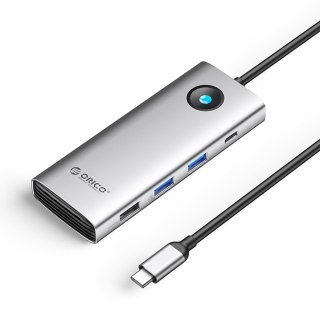 HUB 8w1 USB-C - USB-A USB-C HDMI VGA RJ45 PD 100W 4K 60Hz 1000Mbps - srebrny