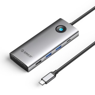 HUB 8w1 USB-C - USB-A USB-C HDMI VGA RJ45 PD 100W 4K 60Hz 1000Mbps - szary