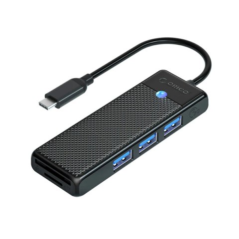 HUB adapter 4-portowy USB-C - USB-A czytnik kart SD microSD 0.15 m - czarny
