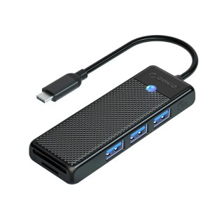 HUB adapter 4-portowy USB-C - USB-A czytnik kart SD microSD 1.8 m - czarny