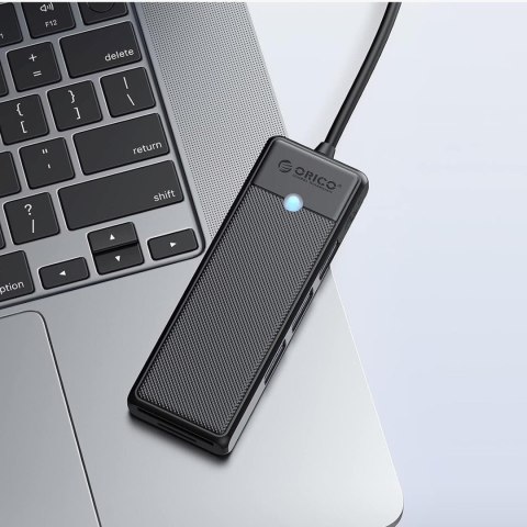 HUB adapter 4-portowy USB-C - USB-A czytnik kart SD microSD 1 m - czarny
