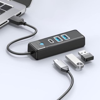 HUB rozdzielacz 3-portowy USB-A - USB-A USB-C 1.8 m - czarny