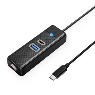 HUB rozdzielacz 3-portowy USB-C - USB-A USB-C RJ45 2.5G Ethernet 0.5 m - czarny
