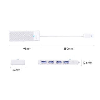 HUB rozdzielacz 4-portowy USB-A 1.8 m - biały