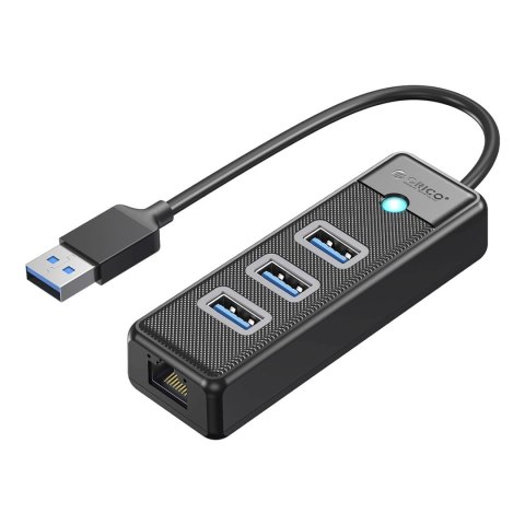 HUB rozdzielacz 4-portowy USB-A - USB-A RJ45 2.5G Ethernet 0.15 m - czarny