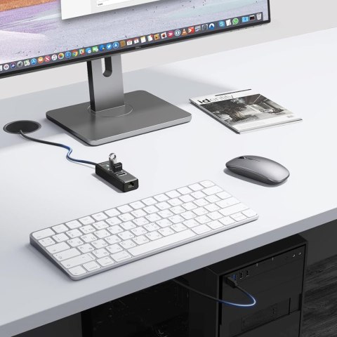 HUB rozdzielacz 4-portowy USB-A - USB-A RJ45 2.5G Ethernet 0.5 m - czarny