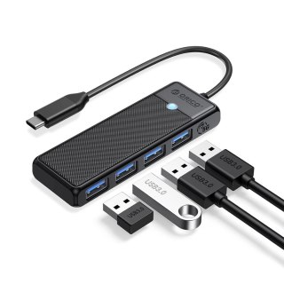 HUB rozdzielacz 4-portowy USB-C - USB-A 0.15 m - czarny