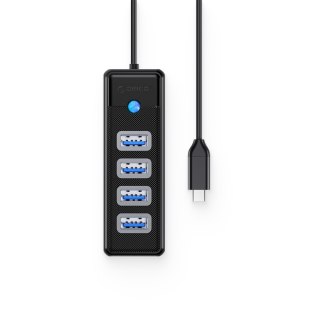 HUB rozdzielacz 4-portowy USB-C - USB-A 1.8 m - czarny
